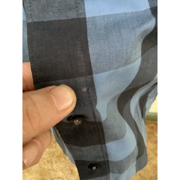 Spring + Mercer Men's Blue & Black Plaid Roll Tab Long Sleeve Casual Shirt Small - Picture 7 of 11